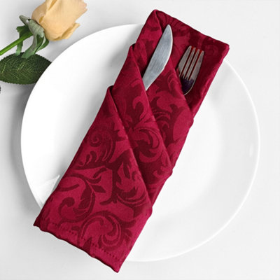 Neel Blue Damask Swirl Pattern Table Napkins Polyester ServietteRed from B&Q