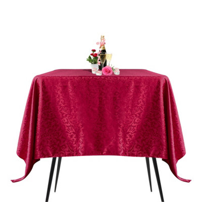 Neel Blue 90"x90" Square Damask TableclothScrolled Leaves Pattern Circular Linen Table CoverRed from B&Q
