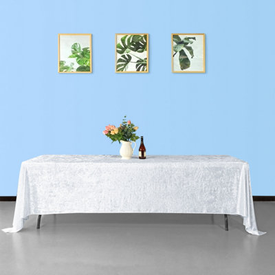 Neel Blue Diamond Velvet Rectangle TableclothWhite 90 Inch X 156 Inch from B&Q