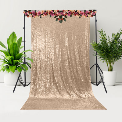 B&Q -  4Ft X 7Ft Sequin Backdrop Photography Background Shiny Fabric Glitter Curtain BackdropRose Gold