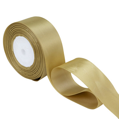 B&Q -  25mm Gold Double Sided Satin Polyester Ribbon Roll25 Metres