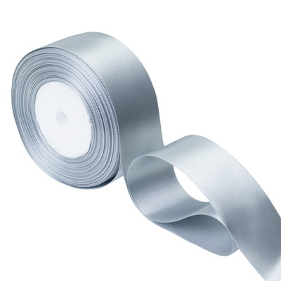 B&Q -  25mm Silver Double Sided Satin Polyester Ribbon Roll25 Metres