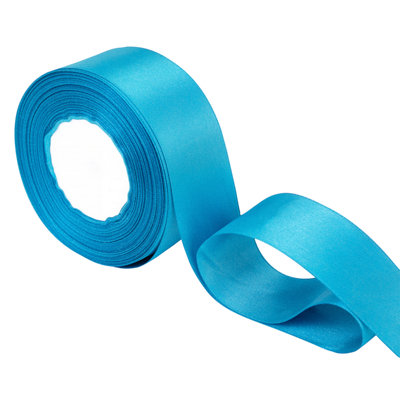 Neel Blue 25mm Turquoise Double Sided Satin Polyester Ribbon Roll25 Metres from B&Q