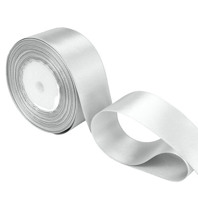 B&Q -  25mm White Double Sided Satin Polyester Ribbon Roll25 Metres