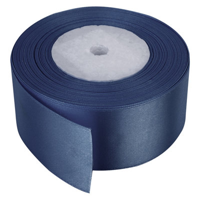 B&Q -  40mm Navy Double Sided Satin Polyester Ribbon Roll25 Metres