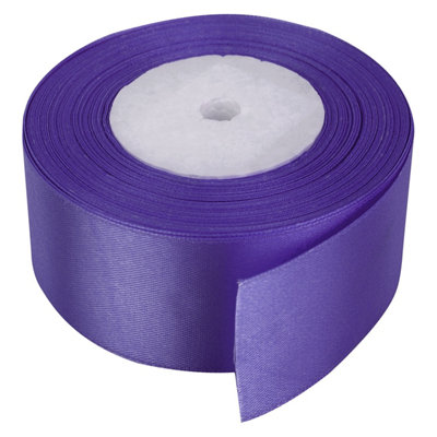 Neel Blue 40mm Purple Double Sided Satin Polyester Ribbon Roll25 Metres from B&Q