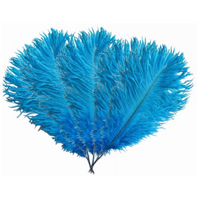 Neel Blue 5Pcs Turquoise Ostrich Feather PlumeNatural Feather Fringe35Cm-40Cm from B&Q
