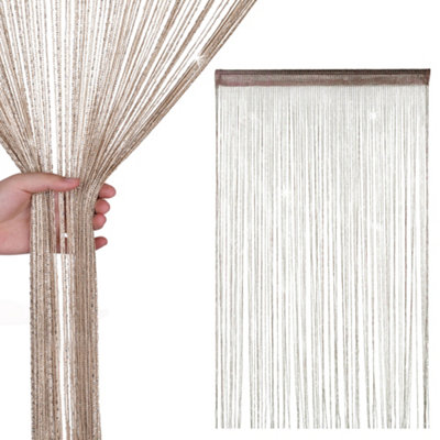Neel Blue String Curtains Glitter Fringe Panel Fly Screen Doorway Tassel Curatin200Cm X 90CmChampagne from B&Q