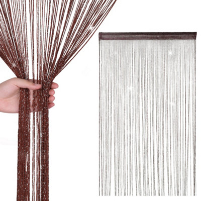 Neel Blue String Curtains Glitter Fringe Panel Fly Screen Doorway Tassel Curatin200Cm X 90CmCoffee from B&Q