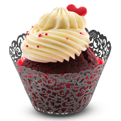 B&Q -  25Pcs Black Paper Cupcake & Muffin Wrapper For BirthdaysWeddingsSpecial Events