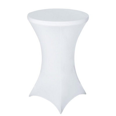 Neel Blue 32"x43" Spandex Cocktail TableclothRound Fitted Stretch Table CoverWhite from B&Q