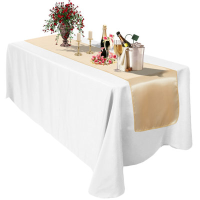 Neel Blue 11X 108 Inch Plain Satin Silk Table RunnerChampagne from B&Q
