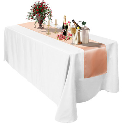 Neel Blue 11X 108 Inch Plain Satin Silk Table RunnerPeach from B&Q