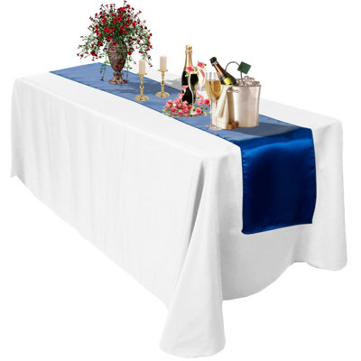 Neel Blue 11X 108 Inch Plain Satin Silk Table RunnerRoyal Blue from B&Q