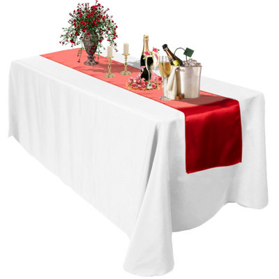 Neel Blue 11X 108 Inch Plain Satin Silk Table RunnerRed from B&Q
