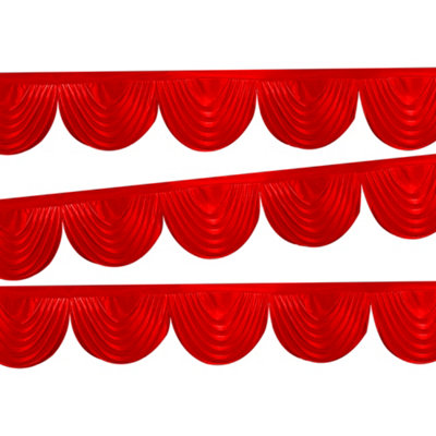 B&Q -  3 Metres Swag Curtain Ice Silk Detachable Backdrop SwagRed