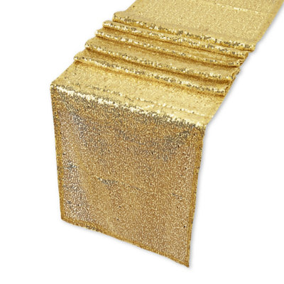 Neel Blue 11X108 Inch Shimmer Sequin Table Runner Glitter FabricGold from B&Q
