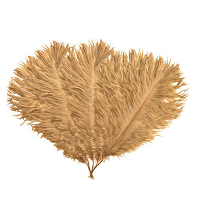 Neel Blue 5Pcs Gold Ostrich Feather PlumeNatural Feather Fringe35Cm-40Cm from B&Q