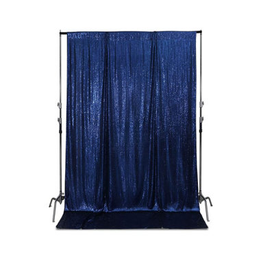Neel Blue 4Ft X 7Ft Sequin Backdrop Photography Background Shiny Fabric Glitter Curtain BackdropNavy from B&Q