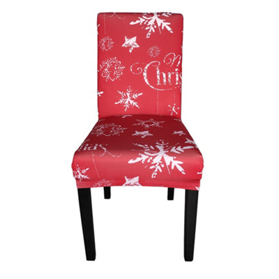 Neel Blue Christmas Chair CoversStars & Snowflakes PrintedRed1Pc from B&Q