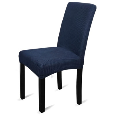 Neel Blue Navy Universal Dining Velvet Chair CoverPack Of 1 from B&Q