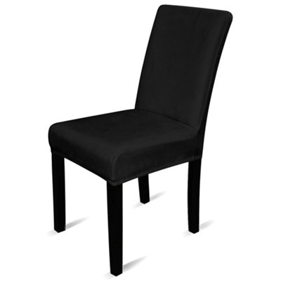 Neel Blue 220Gsm Universal Dining Velvet Chair CoverBlackPack Of 1 from B&Q