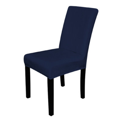 Neel Blue 220Gsm Universal Dining Velvet Chair CoverNavy BluePack Of 1 from B&Q
