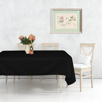 Neel Blue 70 X 144 Inch Linen TableclothPremium Polyester Dining Table CoverBlack from B&Q
