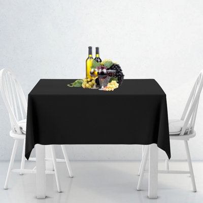 Neel Blue 90 X 90 Inch Square Linen TableclothPremium Polyester Dining Table CoverBlack from B&Q