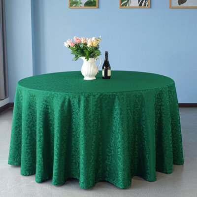 Neel Blue 120 Inch Round Damask TableclothScrolled Leaves Pattern Circular Linen Table CoverGreen from B&Q