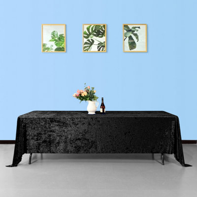 Neel Blue Diamond Velvet Rectangle TableclothBlack 90 Inch X 156 Inch from B&Q