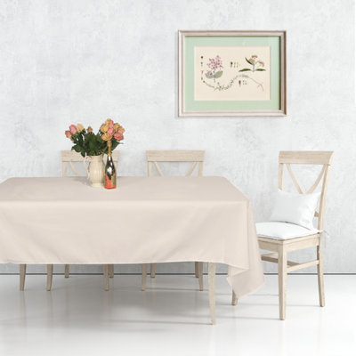 Neel Blue 70"x126" Linen TableclothPremium Polyester Dining Table CoverIvory from B&Q