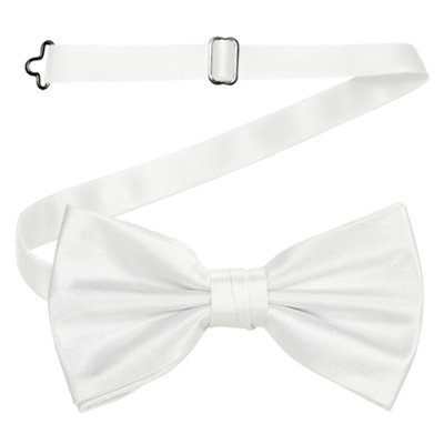 Neel Blue Men's Bow Ties Colourful Plain Solid Satin Polyester Adjustable Pre-TiesWhite from B&Q