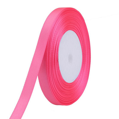 B&Q -  10mm Rose Pink Double Sided Satin Polyester Ribbon Roll25 Metres