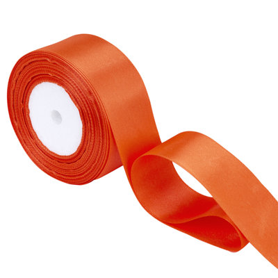 Neel Blue 25mm Orange Double Sided Satin Polyester Ribbon Roll25 Metres from B&Q