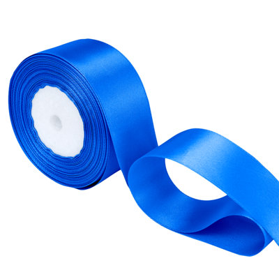 Neel Blue 25mm Royal Blue Double Sided Satin Polyester Ribbon Roll25 Metres from B&Q
