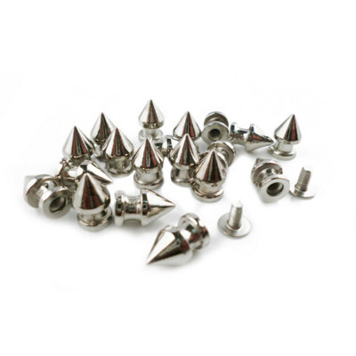 Neel Blue 7mm X 9.5mm Silver Brass Spike Cone Rivet Studs With Screwbacks50Pcs from B&Q