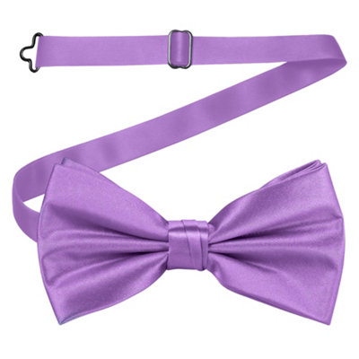 Neel Blue Men's Bow Ties Colourful Plain Solid Satin Polyester Adjustable Pre-TiesLight Purple from B&Q