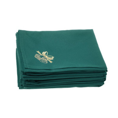 B&Q -  Jingle Bell Printed Christmas Napkins Polyester ServietteGreen