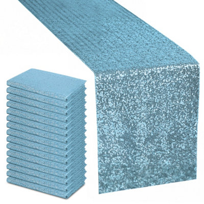 Trimming Shop Glitter Sequin Table Runner - Baby Blue / Fabricsatinmesh - Image 3