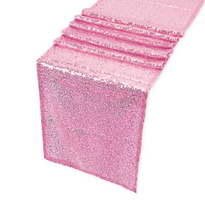Neel Blue 11X108 Inch Shimmer Sequin Table Runner Glitter FabricBaby Pink from B&Q