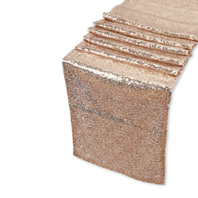 Neel Blue 11X108 Inch Shimmer Sequin Table Runner Glitter FabricRose Gold from B&Q