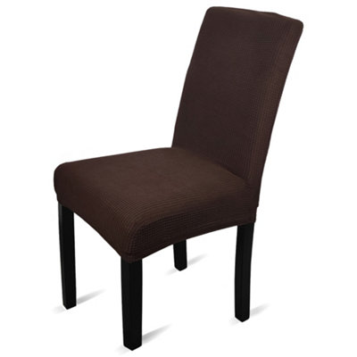 Neel Blue Chocolate Universal Dining Velvet Chair CoverPack Of 1 from B&Q