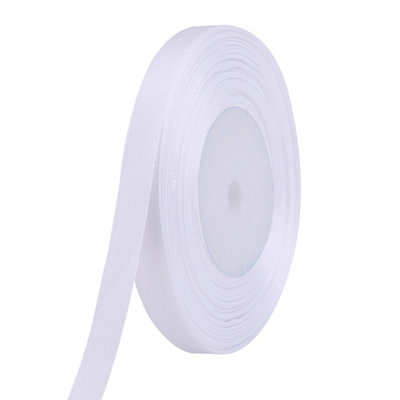 B&Q -  15mm White Double Sided Satin Polyester Ribbon Roll25 Metres