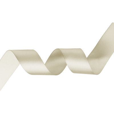 B&Q -  Cream Double Sided Satin Ribbon Polyester Ribbon Roll25mm X 10 Metres