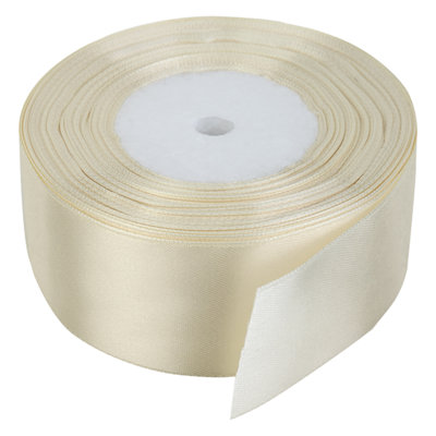 B&Q -  50mm Cream Double Sided Satin Polyester Ribbon Roll25 Metres