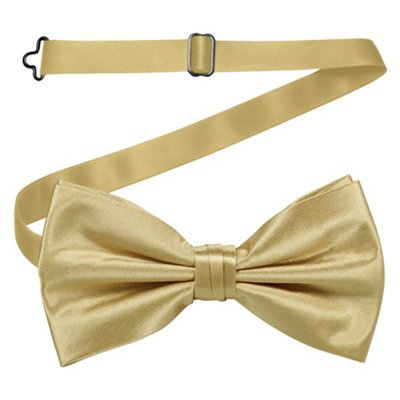 Neel Blue Men's Bow Ties Colourful Plain Solid Satin Polyester Adjustable Pre-TiesBeige from B&Q