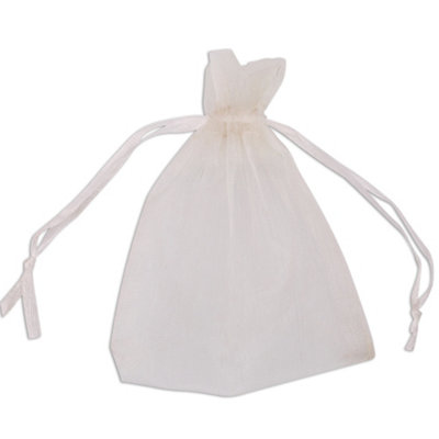 Neel Blue Pack Of 100 Organza Bags7Cm X 9Cm Gift Bags Sheer Drawstring PouchesIvory from B&Q