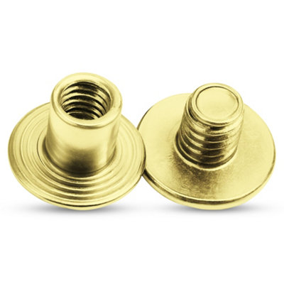 B&Q -  Pack Of 10 Flat Head Screwback StudsL(9mm) W(6mm) Chicago RivetGold