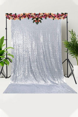 Neel Blue Shiny Fabric Sequin Backdrop Glitter CurtainSilver4Ft X 9Ft from B&Q